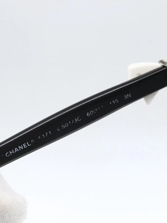 CHANEL Ribbon COCO Mark Sunglasses plastic Black 5171 CC Auth 161697